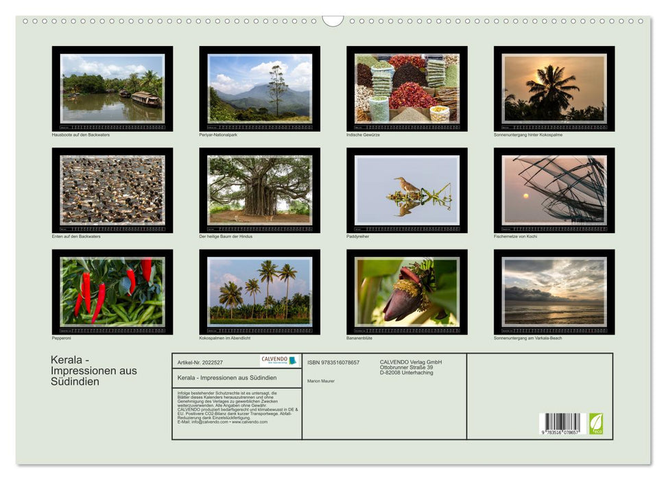 Kerala - Impressionen aus Südindien (CALVENDO Wandkalender 2026)