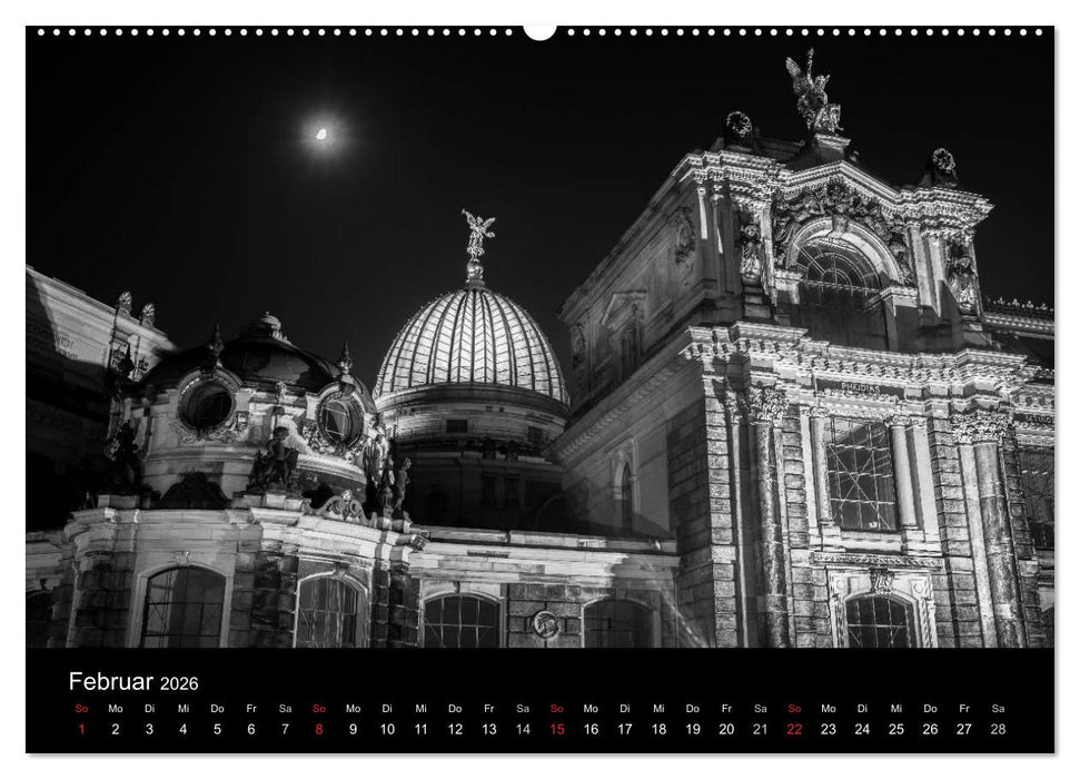 Dresden - Elbflorenz bei Nacht (CALVENDO Premium Wandkalender 2026)