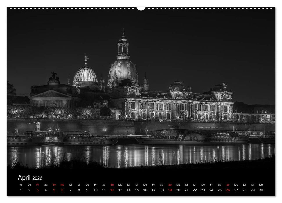 Dresden - Elbflorenz bei Nacht (CALVENDO Premium Wandkalender 2026)