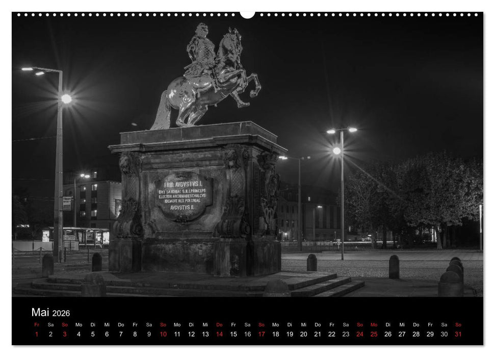 Dresden - Elbflorenz bei Nacht (CALVENDO Premium Wandkalender 2026)
