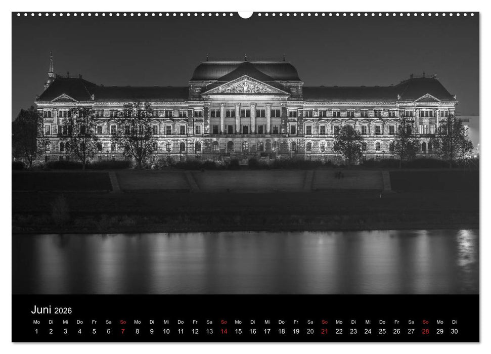 Dresden - Elbflorenz bei Nacht (CALVENDO Premium Wandkalender 2026)