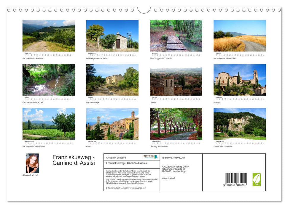 Franziskusweg - Camino di Assisi (CALVENDO Wandkalender 2026)