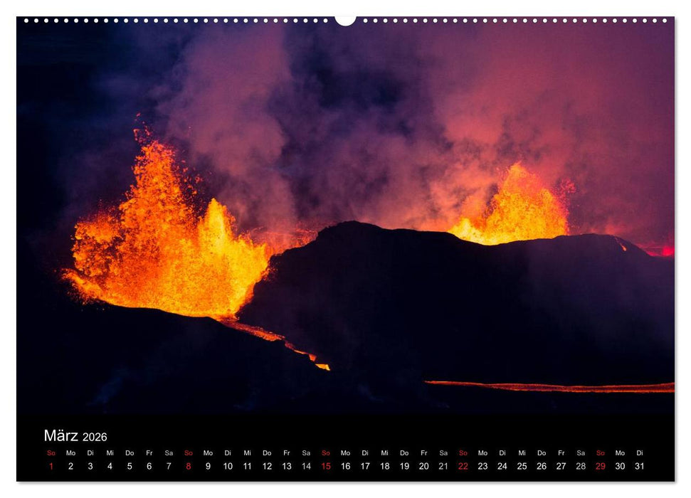 Vulkanausbruch - Island (CALVENDO Premium Wandkalender 2026)