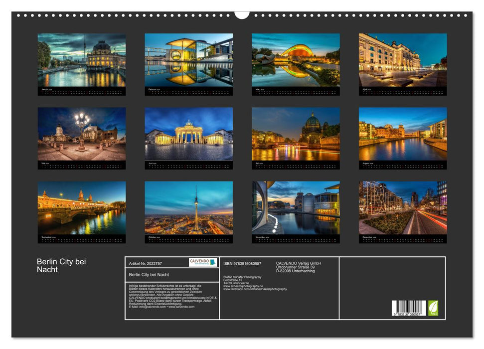 Berlin City bei Nacht (CALVENDO Wandkalender 2026)