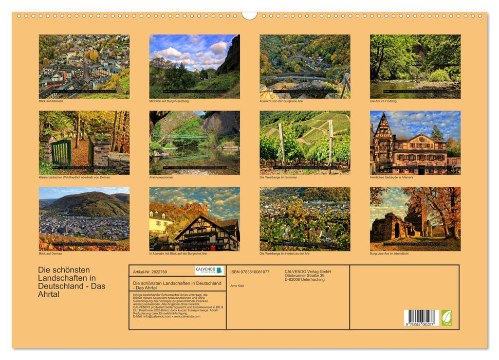 Die schönsten Landschaften in Deutschland - Das Ahrtal (CALVENDO Wandkalender 2026)
