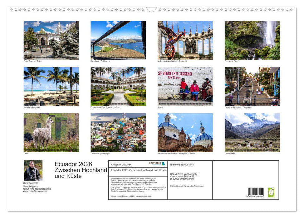 Ecuador 2026 Zwischen Hochland und Küste (CALVENDO Wandkalender 2026)