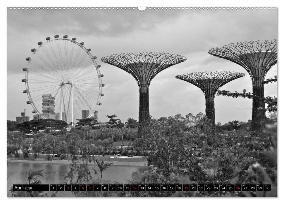 Singapur - Impressionen in schwarz - weiss (CALVENDO Premium Wandkalender 2026)
