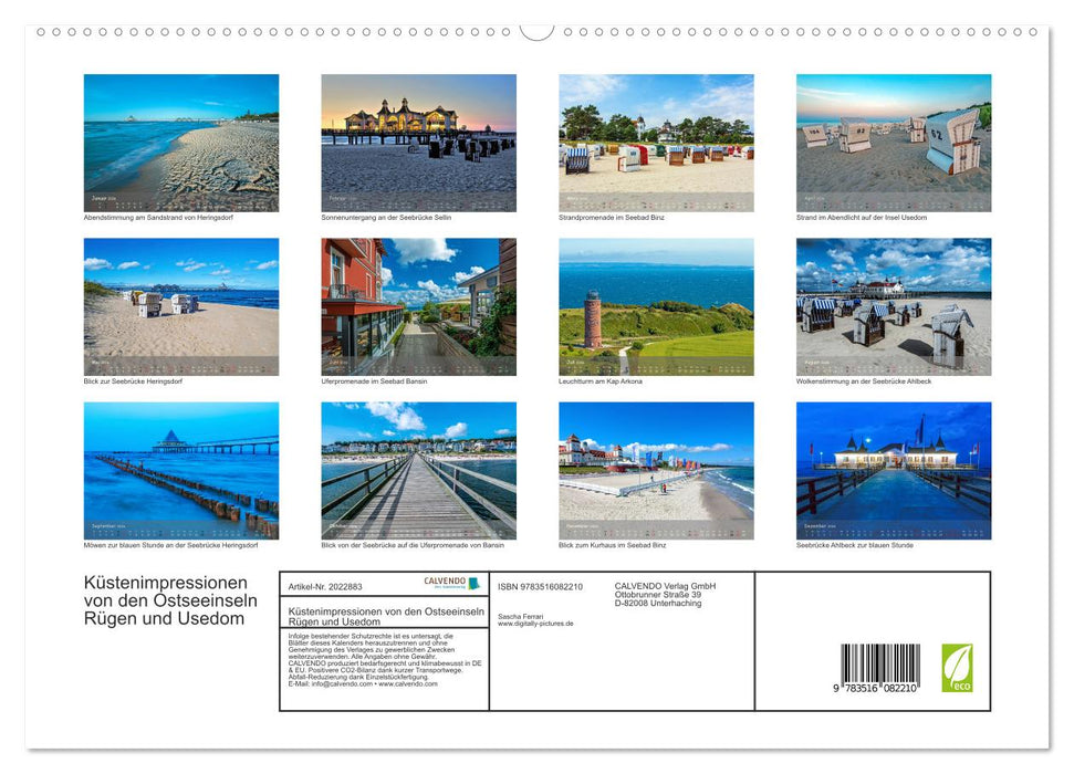 Küstenimpressionen von den Ostseeinseln Rügen und Usedom (CALVENDO Premium Wandkalender 2026)
