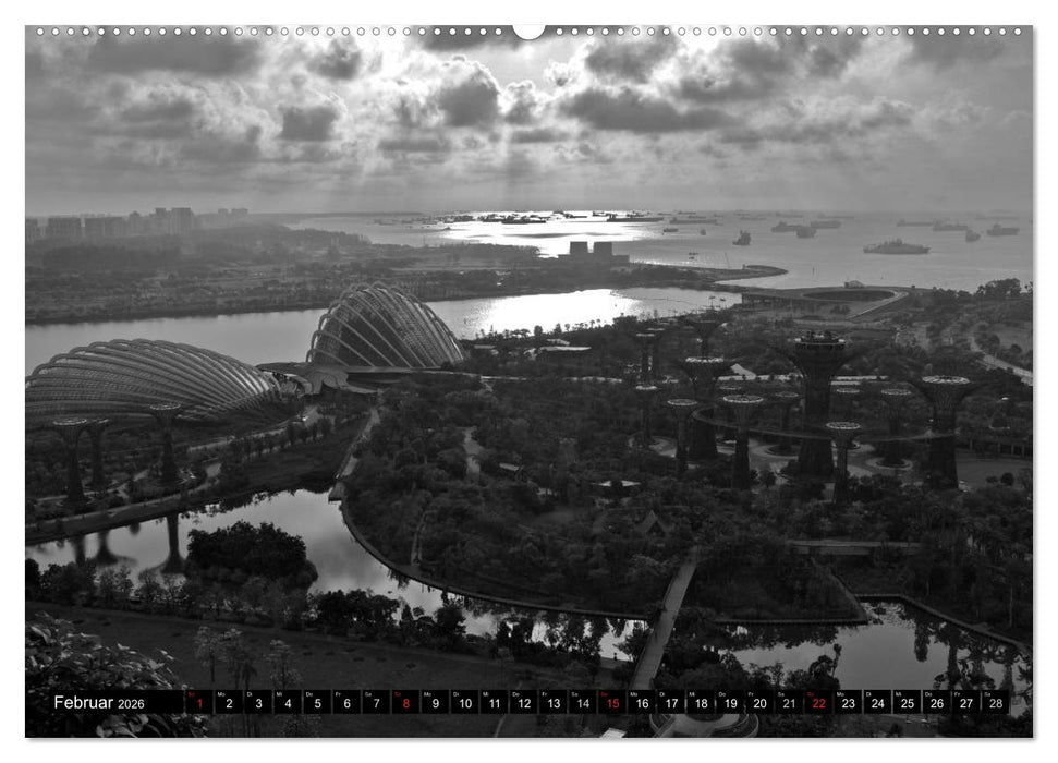 Singapur - Impressionen in schwarz - weiss (CALVENDO Wandkalender 2026)