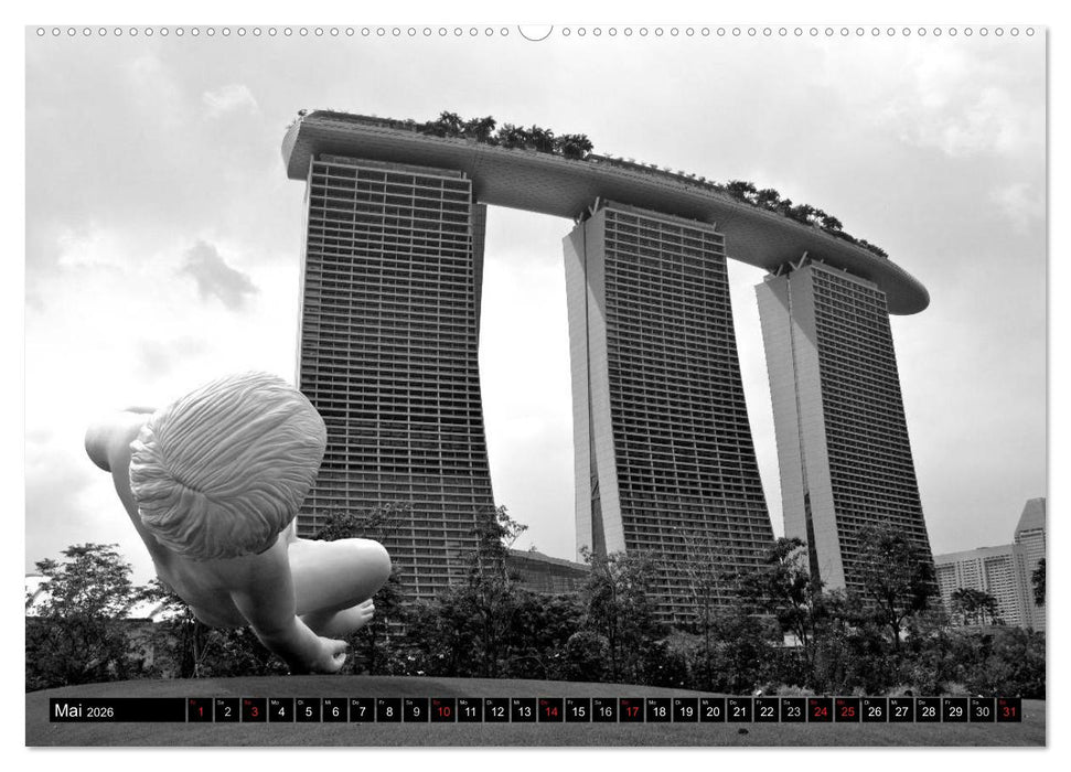 Singapur - Impressionen in schwarz - weiss (CALVENDO Wandkalender 2026)