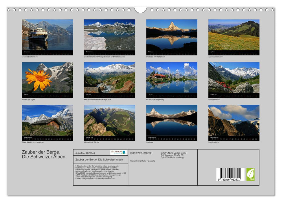 Zauber der Berge. Die Schweizer Alpen (CALVENDO Wandkalender 2026)