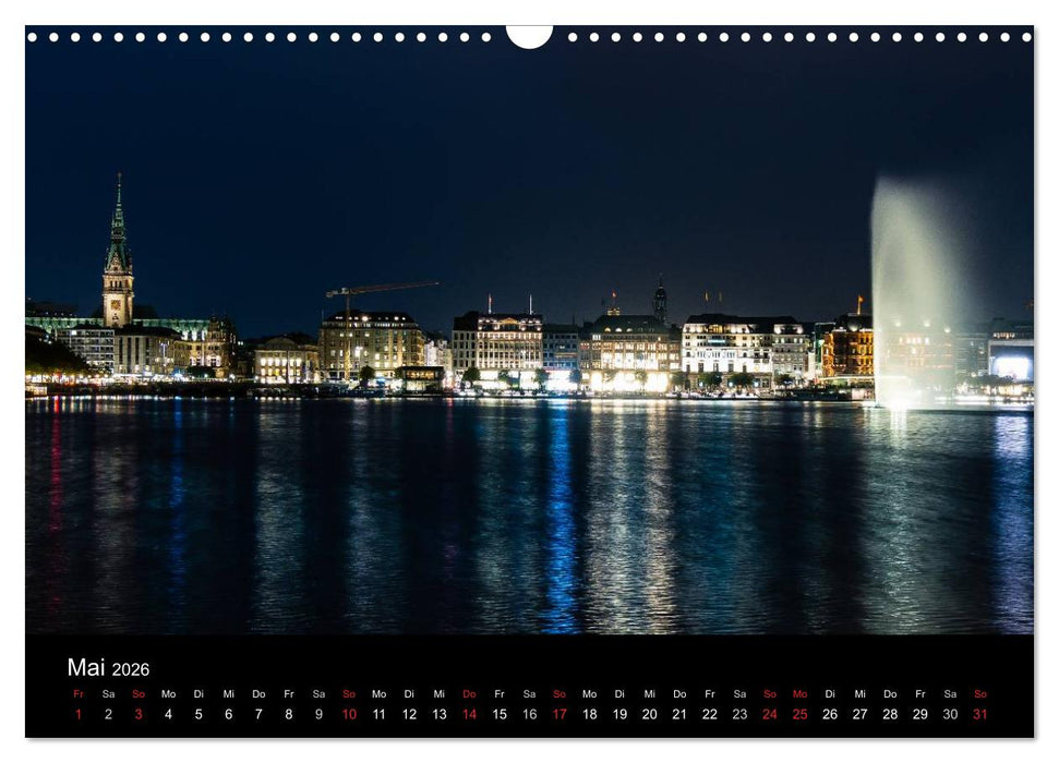 Hamburg - Nächtliche Impressionen (CALVENDO Wandkalender 2026)