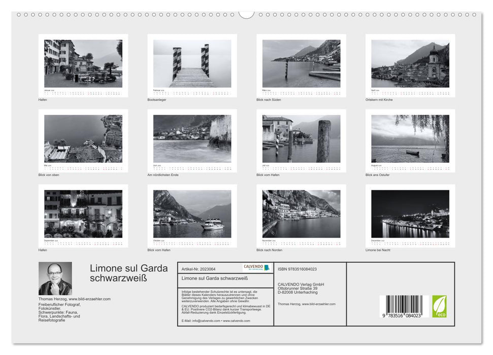 Limone sul Garda schwarzweiß (CALVENDO Premium Wandkalender 2026)