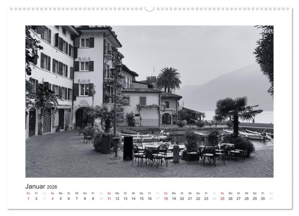 Limone sul Garda schwarzweiß (CALVENDO Premium Wandkalender 2026)