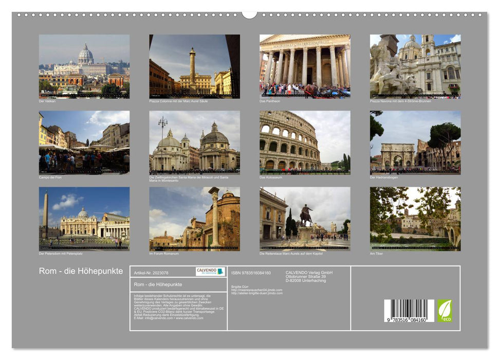 Rom - die Höhepunkte (CALVENDO Premium Wandkalender 2026)