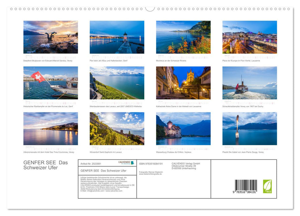 GENFER SEE Das Schweizer Ufer (CALVENDO Premium Wandkalender 2026)