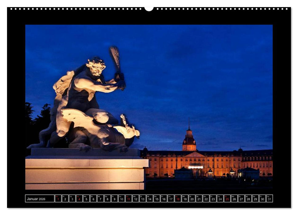Karlsruhe Tag und Nacht (CALVENDO Premium Wandkalender 2026)