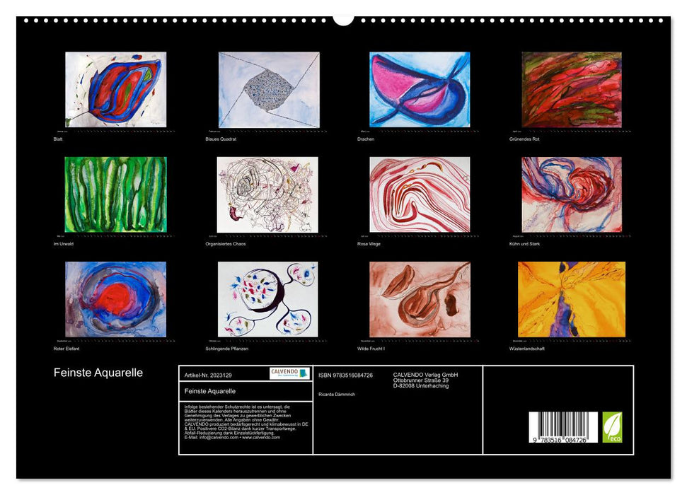 Feinste Aquarelle (CALVENDO Premium Wandkalender 2026)