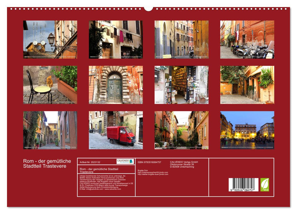Rom - der gemütliche Stadtteil Trastevere (CALVENDO Premium Wandkalender 2026)