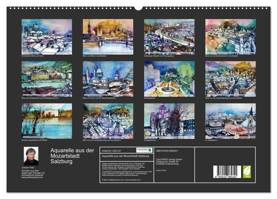 Aquarelle aus der Mozartstadt Salzburg (CALVENDO Premium Wandkalender 2026)