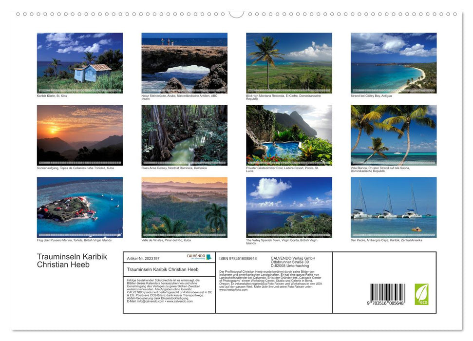 Trauminseln Karibik Christian Heeb (CALVENDO Premium Wandkalender 2026)