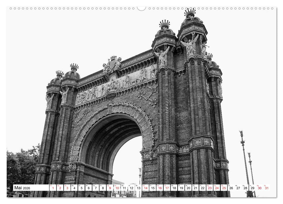 Barcelona Schwarz / Weiß Impressionen (CALVENDO Premium Wandkalender 2026)