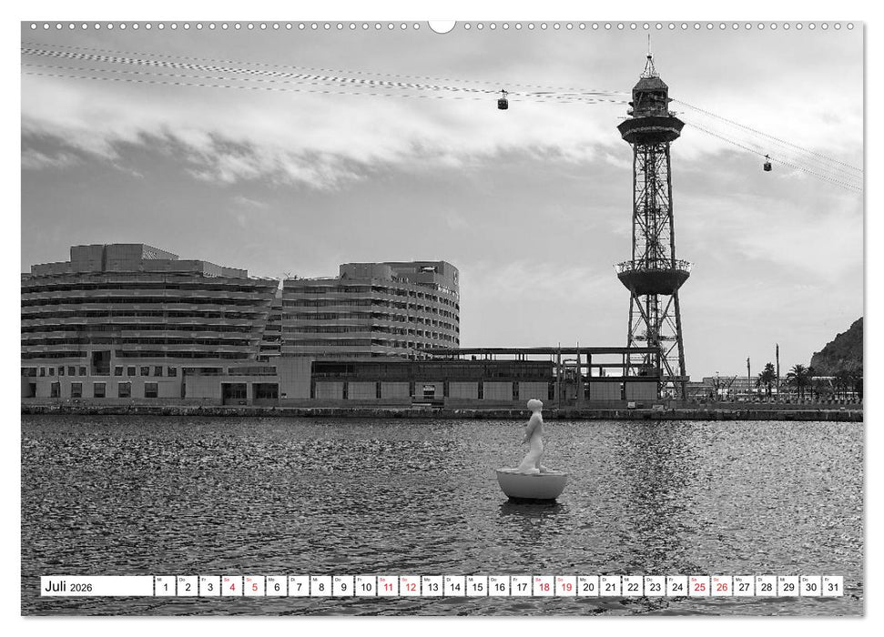 Barcelona Schwarz / Weiß Impressionen (CALVENDO Premium Wandkalender 2026)