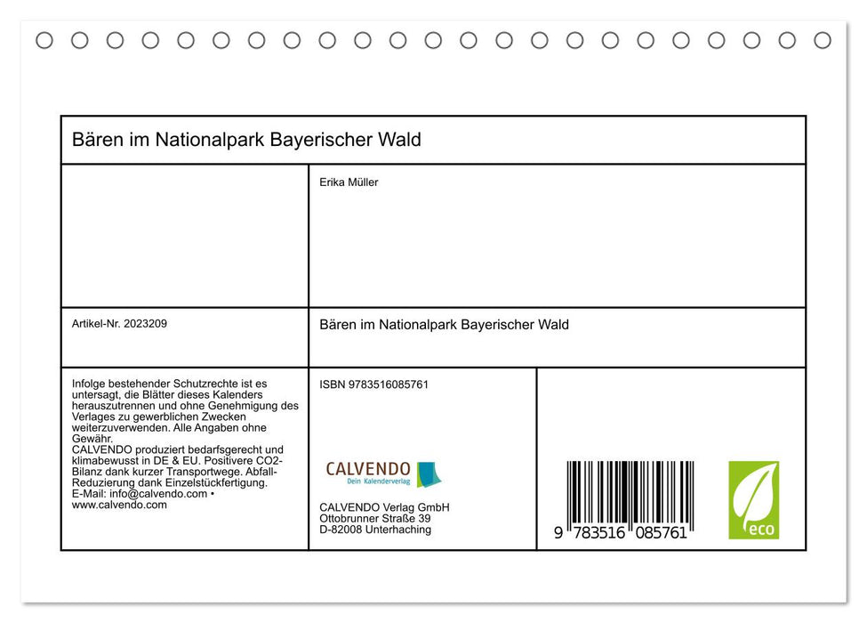 Bären im Nationalpark Bayerischer Wald (CALVENDO Wandkalender 2026)