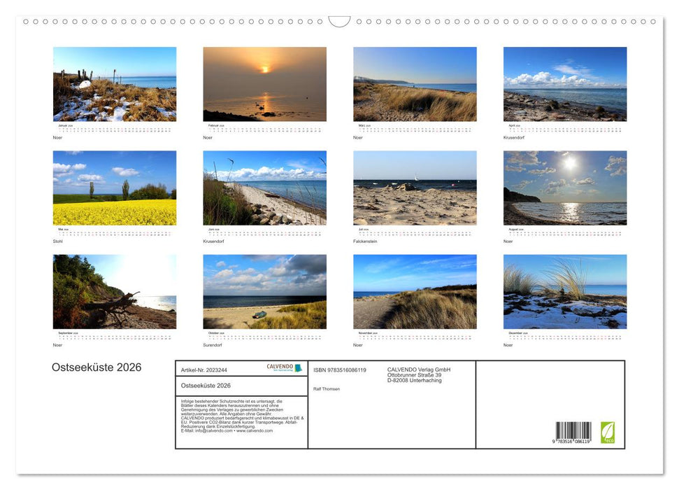 Ostseeküste 2026 (CALVENDO Wandkalender 2026)