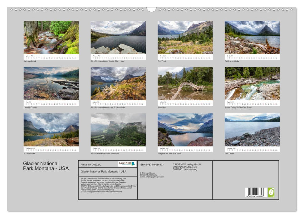 Glacier National Park Montana - USA (CALVENDO Wandkalender 2026)