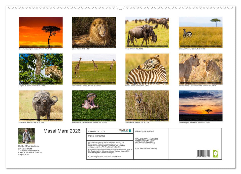 Masai Mara 2026 (CALVENDO Wandkalender 2026)