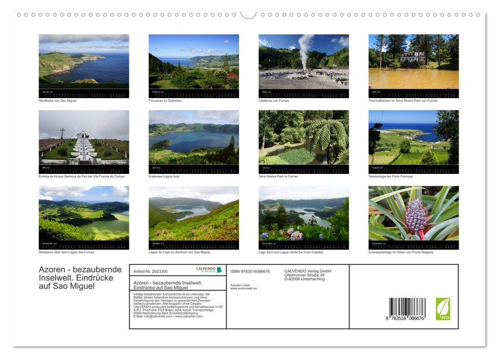 Azoren - bezaubernde Inselwelt. Eindrücke auf Sao Miguel (CALVENDO Premium Wandkalender 2026)