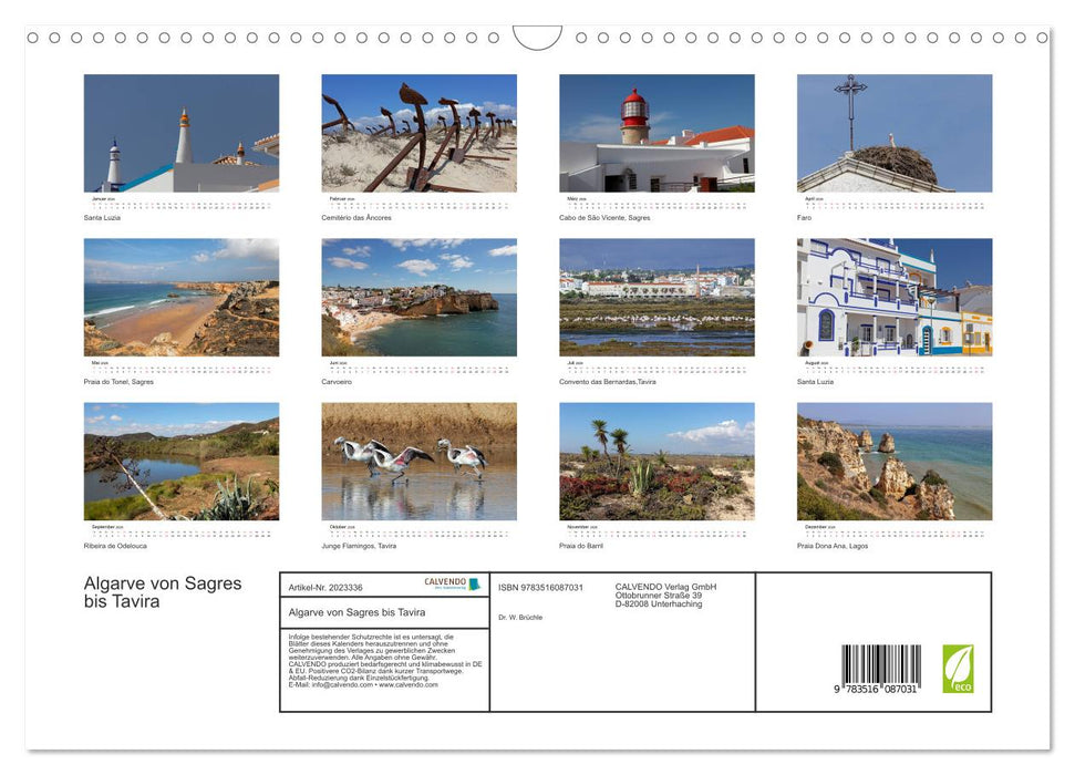 Algarve von Sagres bis Tavira (CALVENDO Wandkalender 2026)
