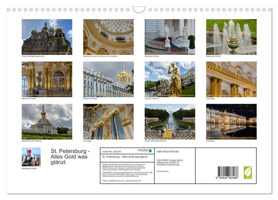 St. Petersburg - Alles Gold was glänzt (CALVENDO Wandkalender 2026)