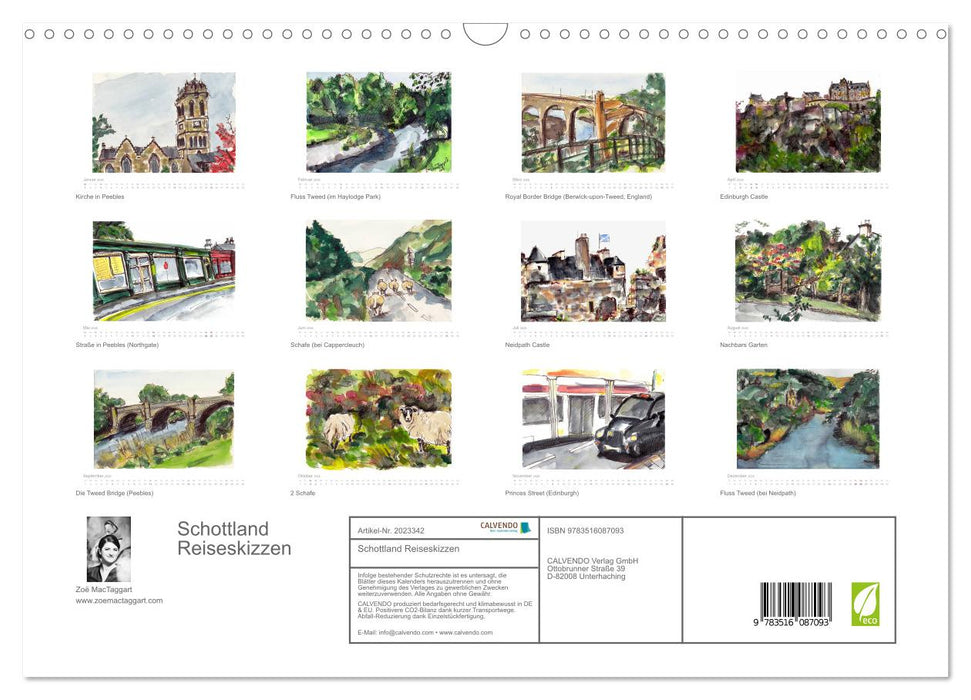 Schottland Reiseskizzen (CALVENDO Wandkalender 2026)
