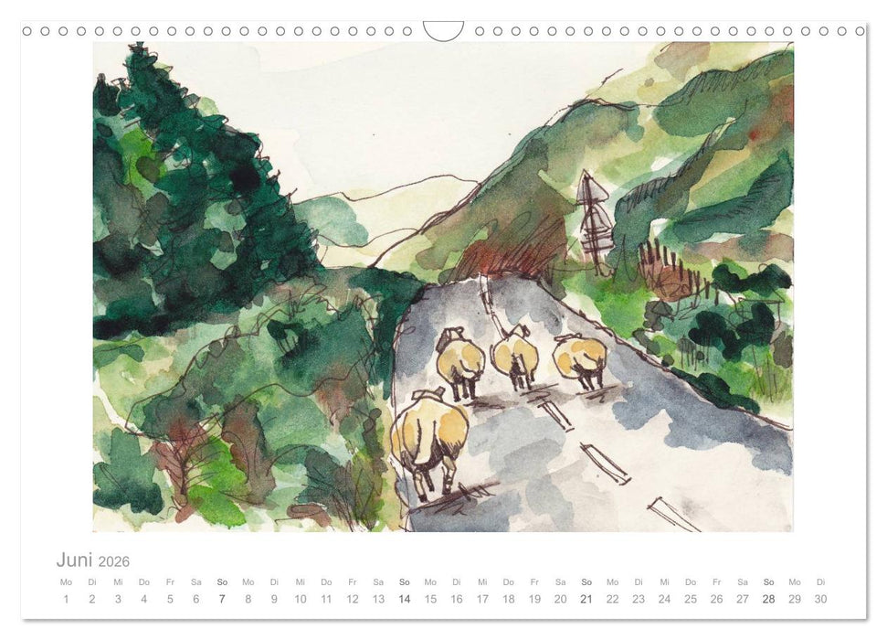 Schottland Reiseskizzen (CALVENDO Wandkalender 2026)