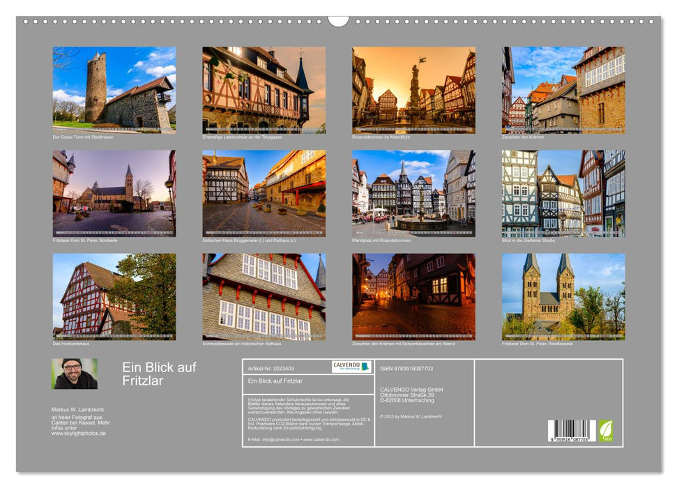 Ein Blick auf Fritzlar (CALVENDO Wandkalender 2026)