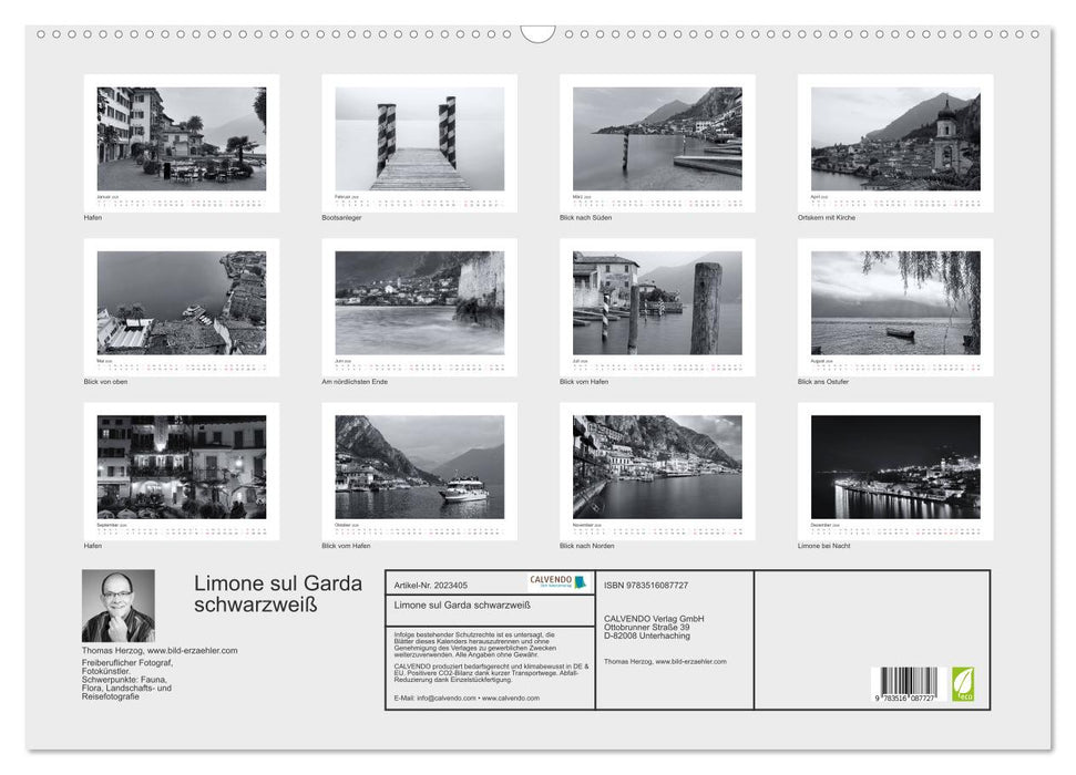 Limone sul Garda schwarzweiß (CALVENDO Wandkalender 2026)