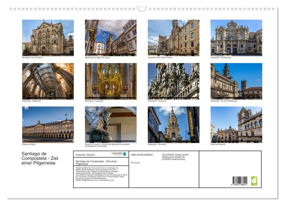 Santiago de Compostela - Ziel einer Pilgerreise (CALVENDO Wandkalender 2026)