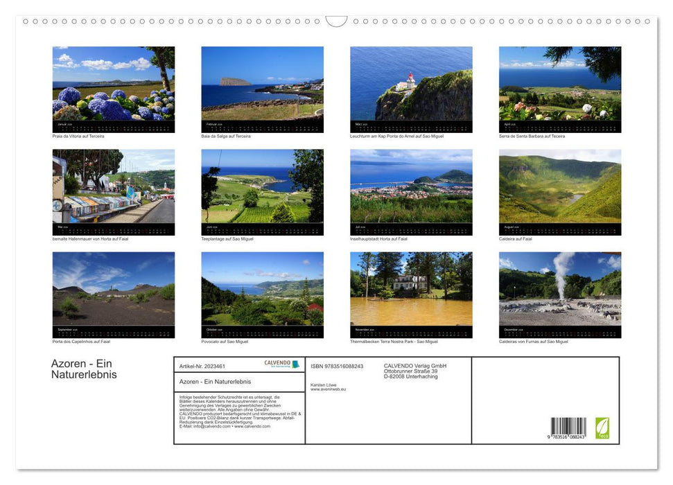 Azoren - Ein Naturerlebnis (CALVENDO Wandkalender 2026)