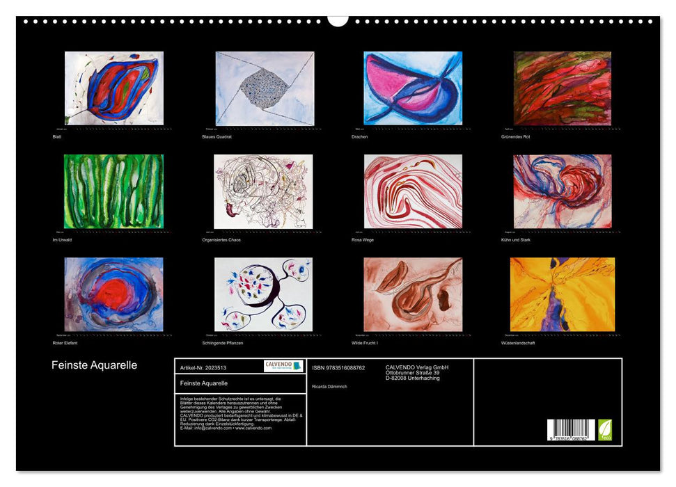 Feinste Aquarelle (CALVENDO Wandkalender 2026)