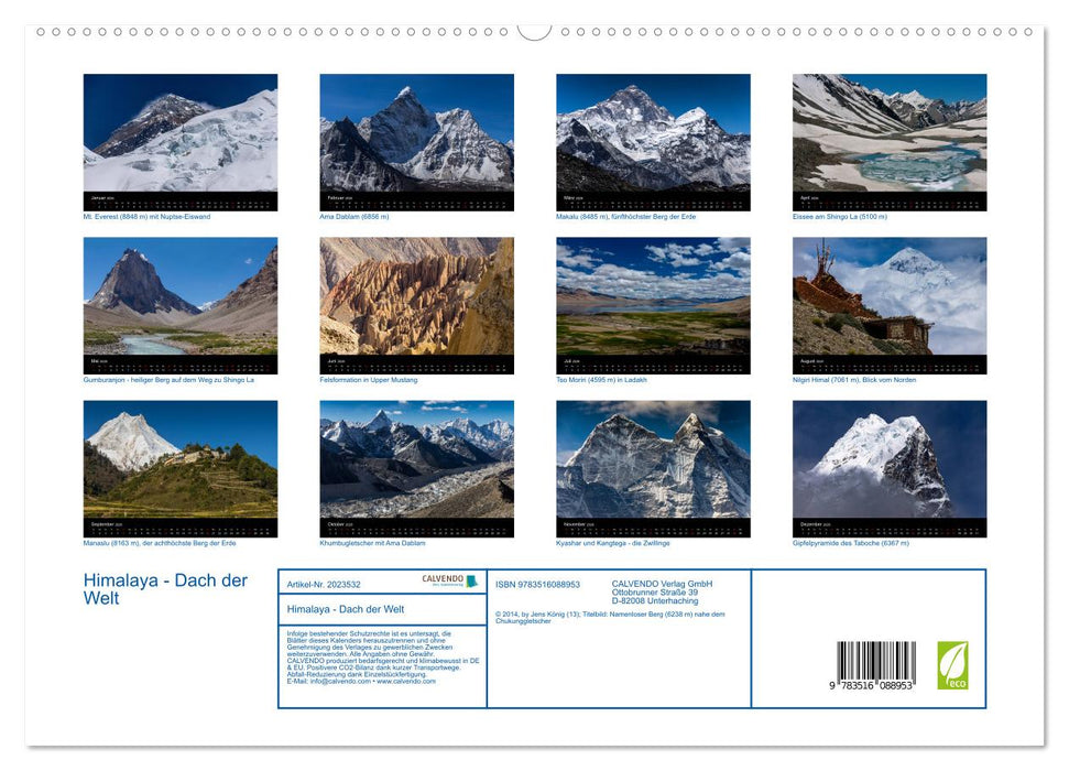Himalaya - Dach der Welt (CALVENDO Premium Wandkalender 2026)