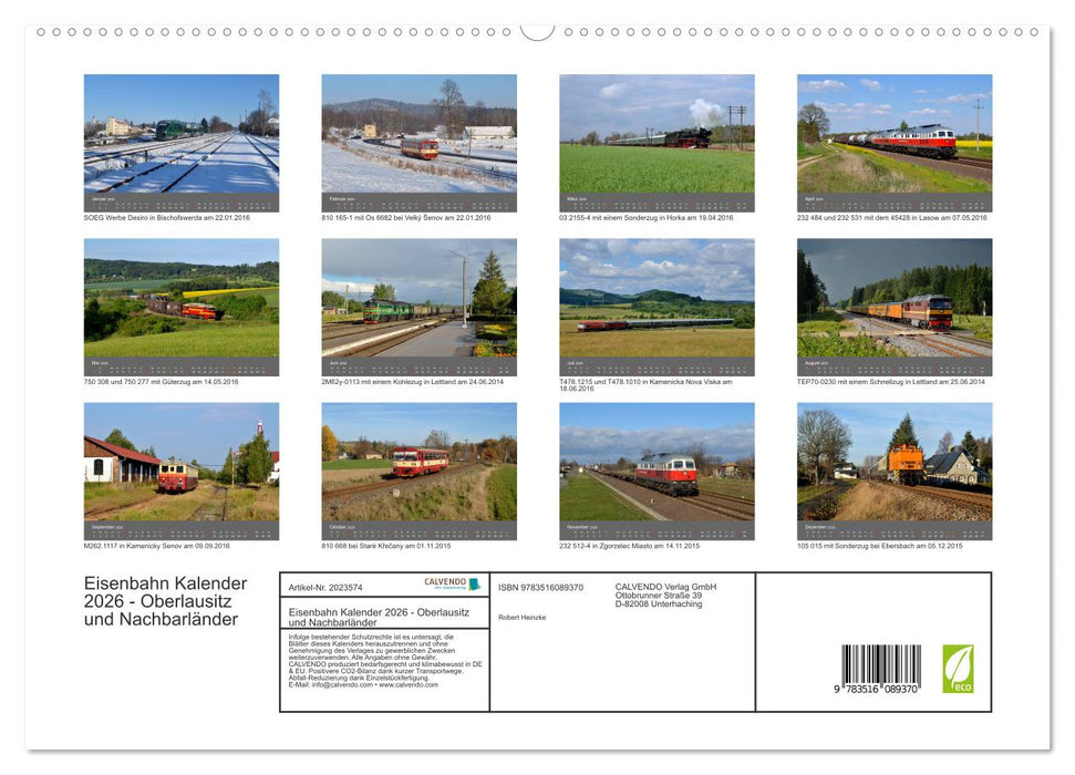 Eisenbahn Kalender 2026 - Oberlausitz und Nachbarländer (CALVENDO Premium Wandkalender 2026)