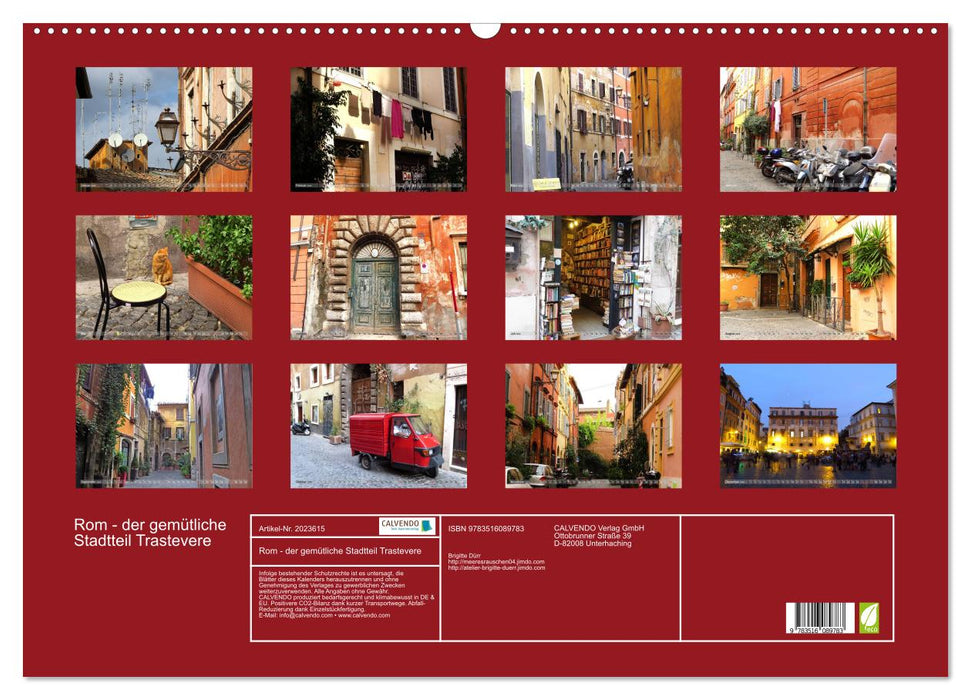Rom - der gemütliche Stadtteil Trastevere (CALVENDO Wandkalender 2026)
