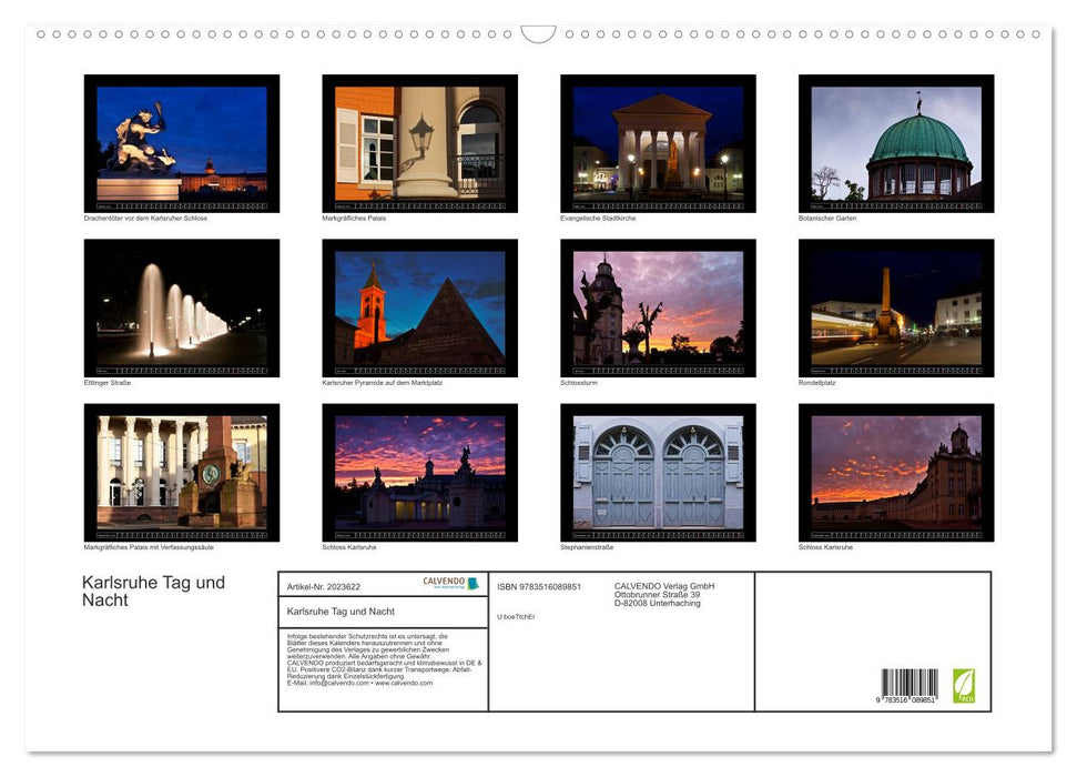 Karlsruhe Tag und Nacht (CALVENDO Wandkalender 2026)