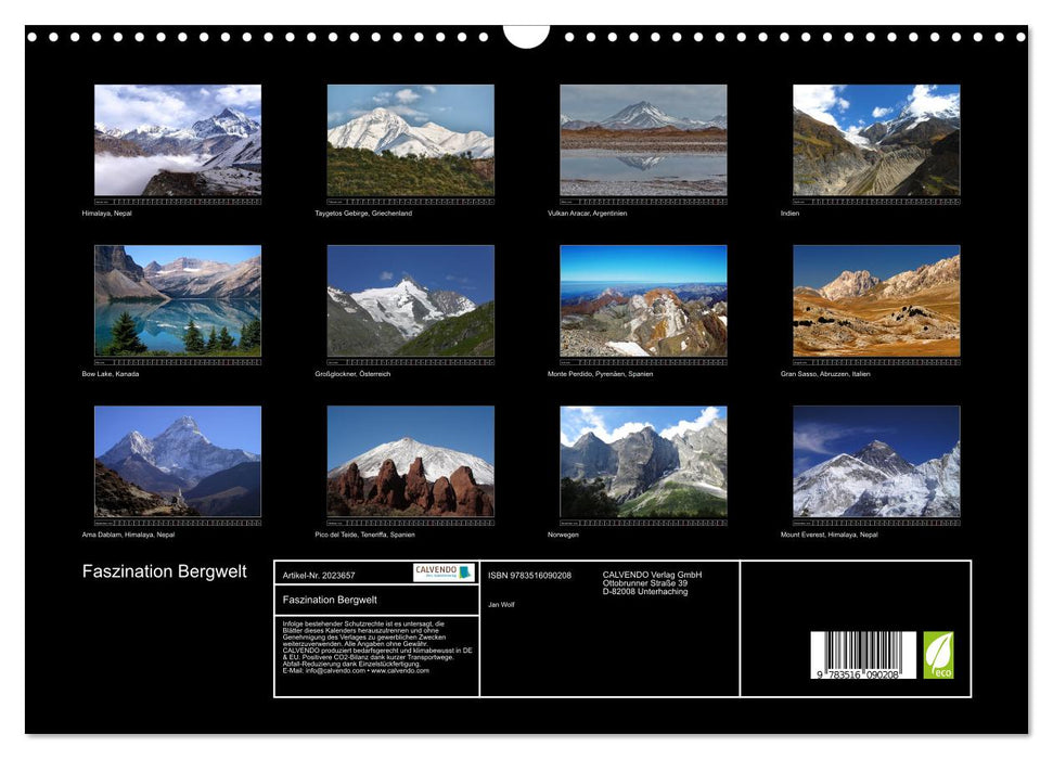 Faszination Bergwelt (CALVENDO Wandkalender 2026)
