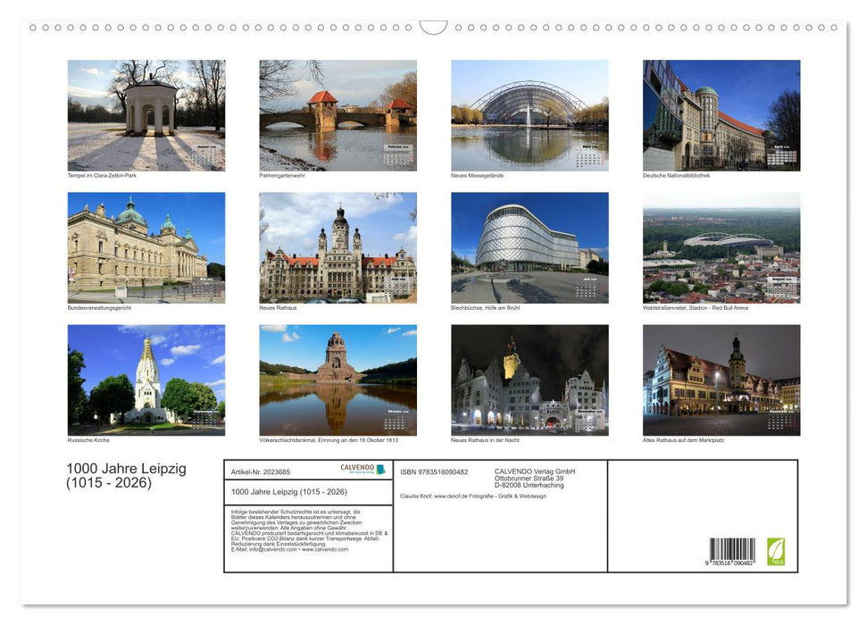 1000 Jahre Leipzig (1015 - 2026) (CALVENDO Wandkalender 2026)