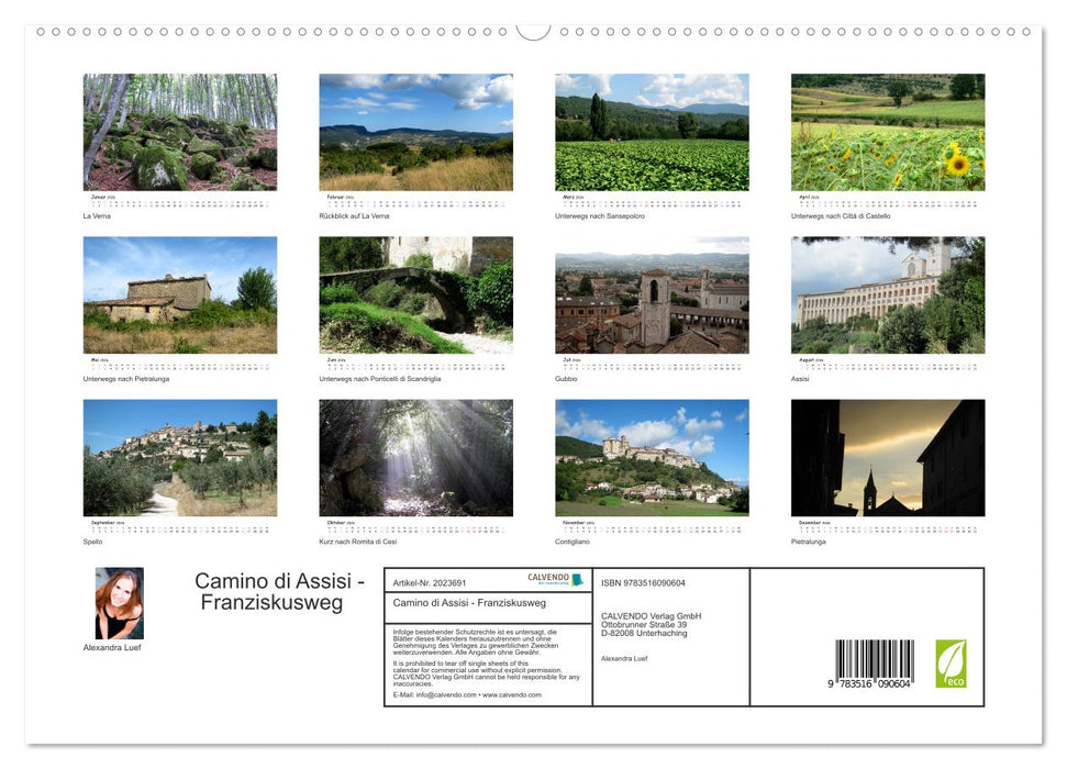 Camino di Assisi - Franziskusweg (CALVENDO Premium Wandkalender 2026)