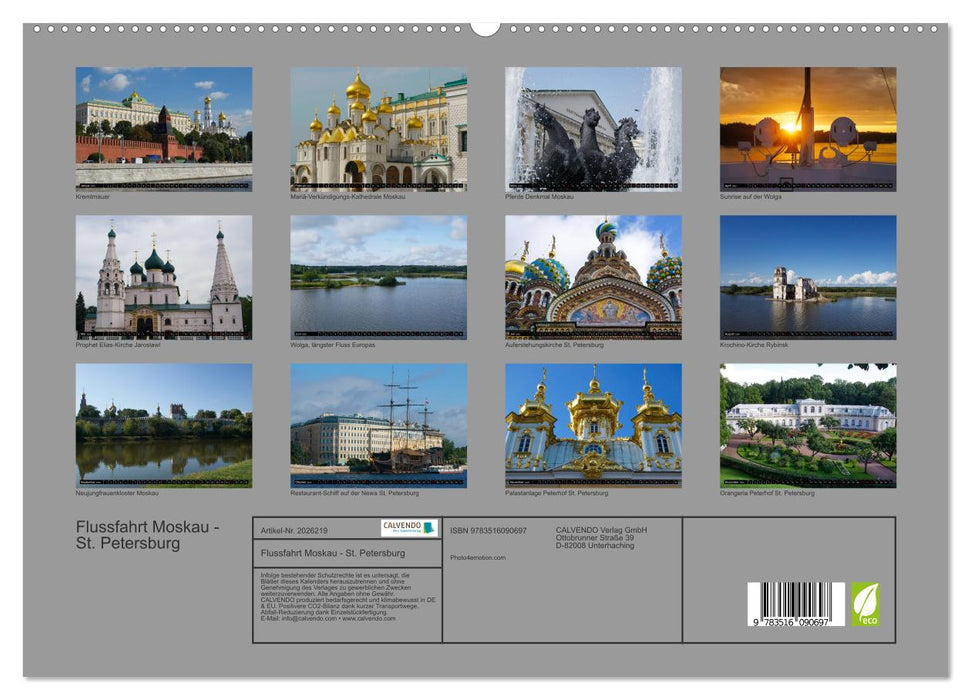 Flussfahrt Moskau - St. Petersburg (CALVENDO Premium Wandkalender 2026)