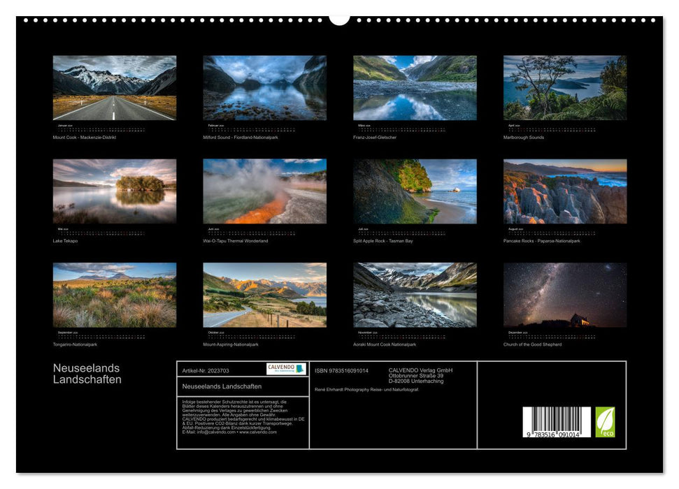 Neuseelands Landschaften (CALVENDO Premium Wandkalender 2026)